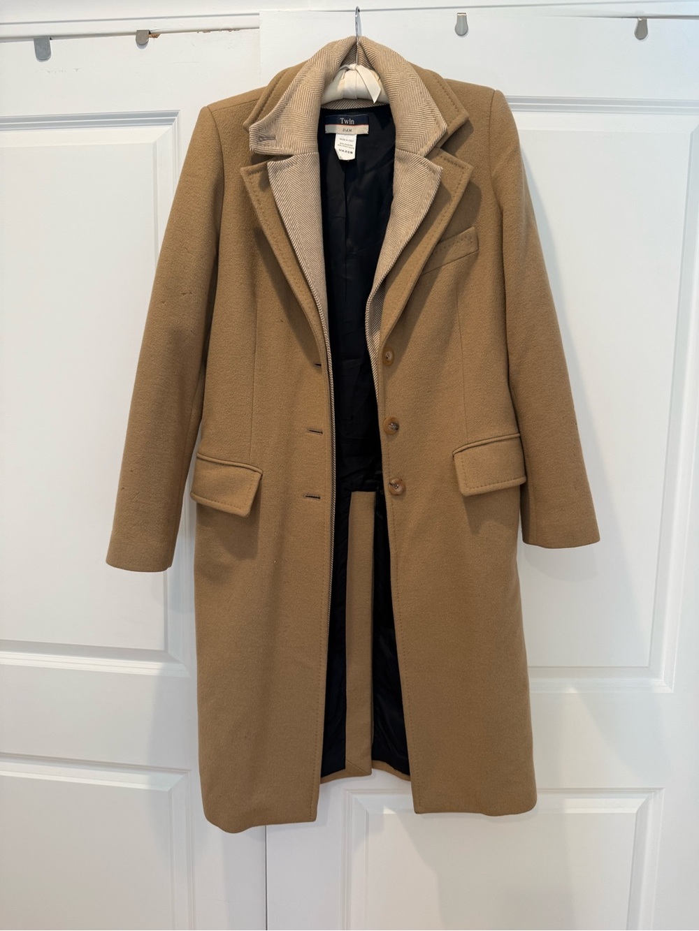Talbots Camel Long Wool-Blend Coat with Notch Collar